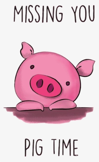 #cute #pig #missyou #illustration #freetoedit - Miss You Pig Time
