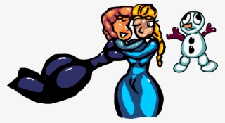 Frozen's Anna, Elsa, And A Snowman - Cartoon