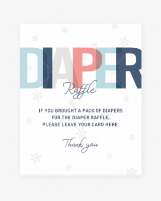 Blue Winter Baby Shower Sign For Diaper Raffle Tickets - Diaper Raffle Tickets Here Sign