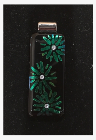 Black With Green Flower Etched And Cubic Zirconia High - Smartphone