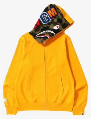 A Bathing Ape Shark Full Zip Hoodie - Yellow Bape Hoodie