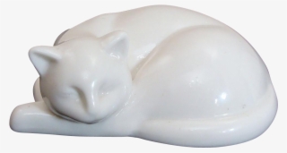 Vintage 1990's White Porcelain Sleek Sleeping Cat - Siamese