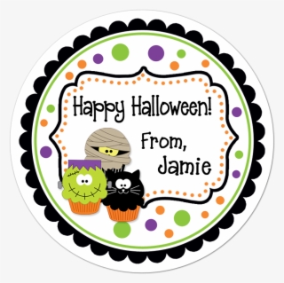 Halloween Cupcakes Fancy Frame Personalized Sticker - Valentinesday Sticker