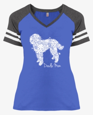 Flower Doodle Ladies' Game V Neck T Shirt - Sports Mom Shirts