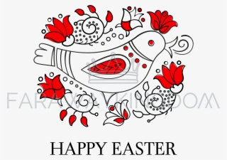 Folk Easter Ethnic Doodle Bird Ornament Vector Illustration