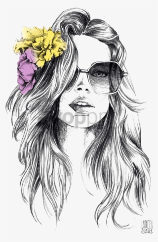 Free Png Flower In Hair Drawing Png Image With Transparent - Flower In Hair Drawing