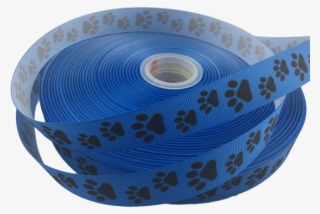 Blue Paw Printed Grosgrain Ribbons - Ceramic