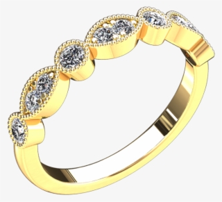 Vintage Style Diamond Ring Set In Yellow Gold Style - Ring