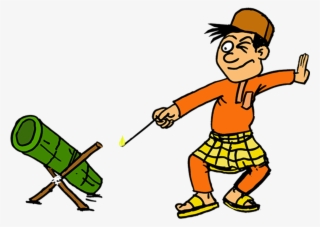 Kartun Kanak Kanak Lelaki Memakain Baju Raya Membakar - Kartun Hari Raya Png