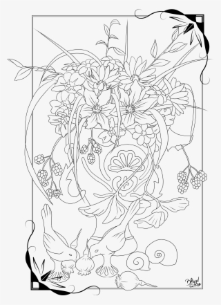 Flower Vase Lineart By Bliood Kira D - Coloring Book