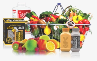 Fruits Basket Banner - Produce In Shopping Basket