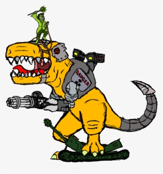 I Got Bored And Drew A Green Lady And A Cyber-rex - Cartoon