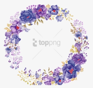 Free Png Watercolor Art Paintings Flowers Png Image - Purple Watercolor Flower Wreath