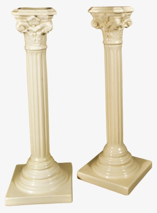 Antique English Creamware Pottery Candlesticks A Pair - Creamware Pottery Candlesticks