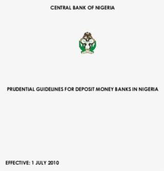 Central Bank Of Nigeria Prudential Guidelines For Deposit - Parallel