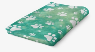 Green Watercolor Paw Prints Fleece Blanket - Comfort