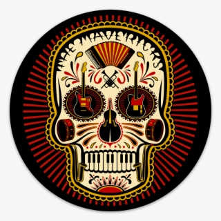 Automobile Sugar Skull Weatherproof Sticker - Mavericks Band T Shirts