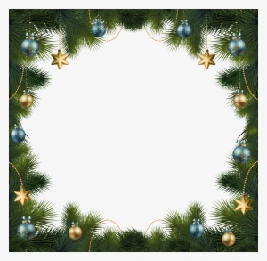 Christmas Pine Transparent Frame With Ornaments Gallery - Transparent Png Christmas Frames