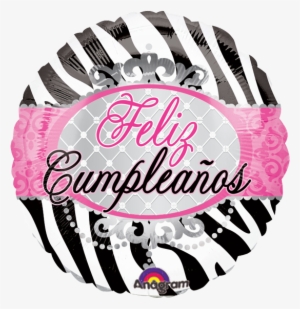 Feliz Cumpleaños - 18" Birthday Zebra Print Balloon - Mylar Balloons Foil