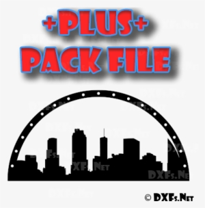 Dxf272-p Cityscape Building Half Circle Silhouette - Half Circle Design Cnc