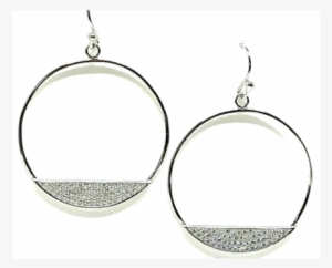 Hoop With Pave Half Circle - Earrings