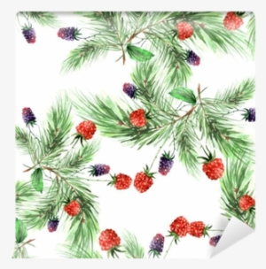 Watercolor, Vintage, Seamless Pattern In Blackberries, - Watercolor Painting