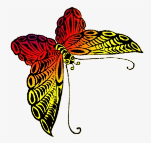 Black Orange Yellow Butterfly - Red And Yellow Butterfly