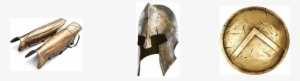 Spartan Shield Used For Defense And Spartan Helmet - Bronze Sculpture