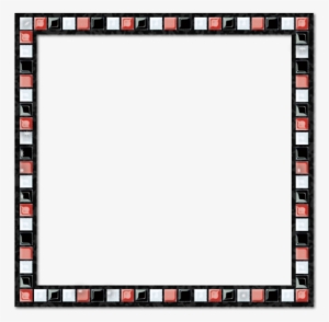 Mosaic Black Red White Border Frame, Mosaics, Ceramic, - Ceramic