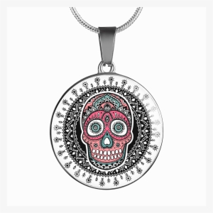 Shineon Fulfillment Jewelry Luxury Necklace Pink & - Interestprint Custom Sugar Skull Dia De Los Muertos