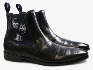 Ankle Boots Elvis 12 Crust Black Skull Patch Elastic