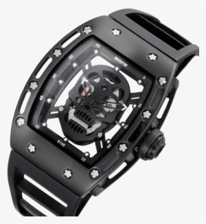 Black On Black Skull Biker Watch - Watches With Skull Design
