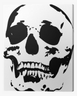 Black Skull Silhouette Isolated On White Canvas Print - Totenkopf Silhouette