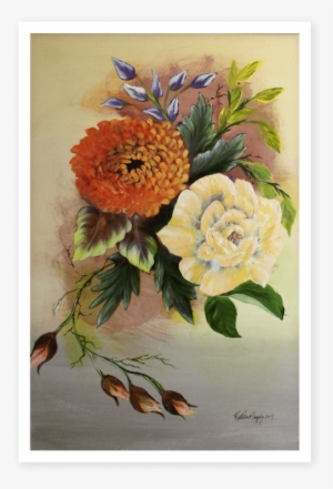 Kathleen Murphy Art Cream Orange Flowers Bouquet