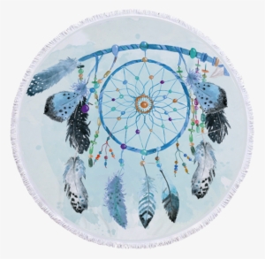 Round Towel - Boho Flowers Dreamcatcher