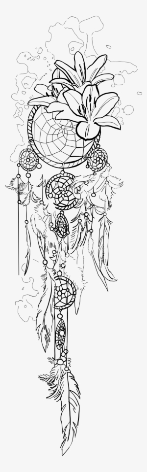 Banner Royalty Free Pin By Leanne Hoffman On Tattoo - Dream Catcher Sketch