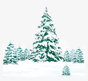 Snowy Winter Ground With Trees Png Clipart Image - Teal Christmas Tree Png