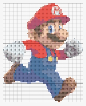 Mario Running 20 Colors Cross Stitch Pattern - Mario Correndo