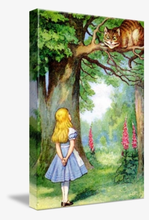 "alice And The Cheshire Cat In Wonderland" By Grant - Alice In Wonderland Cheshire Cat In Tree