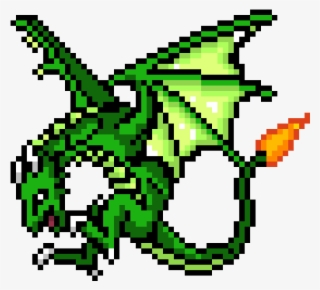 Green Dragon Wyrmling - Pixel Art Grid Dragon