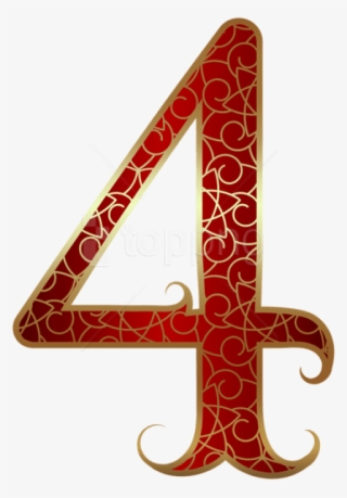 Free Png Gold Red Number Four Png Images Transparent - Red And Gold Numbers Png