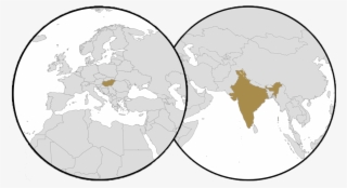 World Map - Hungary - India - Map