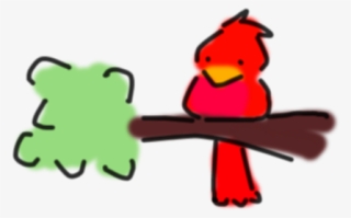 Graphic Black And White Little Red On A Tree By Roodoki - Cartoon Red Bird On A Tree
