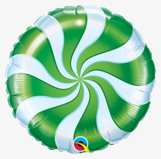 Candy Swirl Green Mylar Balloon - Balloon Candy Png