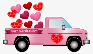 Valentine Truck Hearts Valentine Pink Truck - Happy Valentine Day