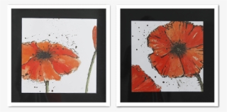 Par De Quadros Flores Papoula Vermelha, 48x48cm C/ - Poppy