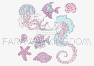 Sea Animals Underwater Summer Cruise Vector Illustration