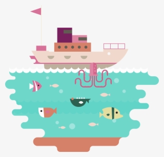 Sea Ocean Euclidean Vector Illustration - Boat