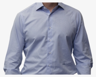 Blue Check Shirt 160s Cotton - Long-sleeved T-shirt