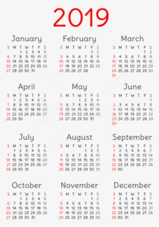 Free Png 2019 Calendar Transparent Png - Transparent 2019 Calendar Png